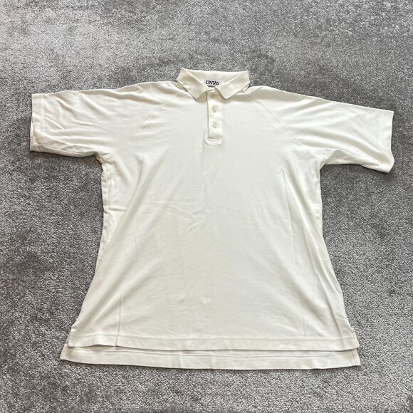 Cintas Polo Shirt Mens Large White Collared Soft Pima Cotton Rugby Golf Preppy - Picture 1 of 10